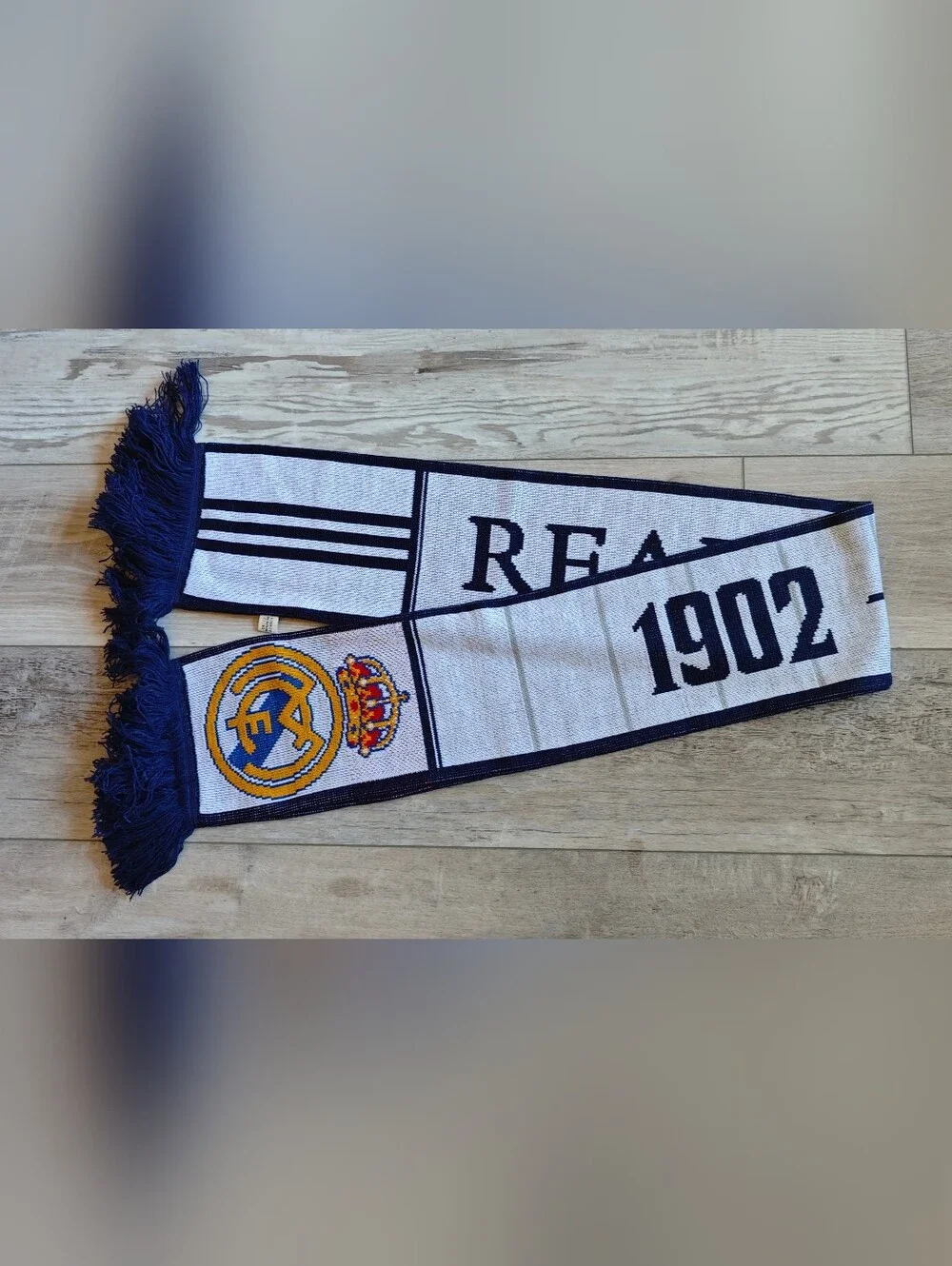 Adidas Real Madrid Scarf 110th Anniversary 1902-2012 White Navy Knit Soccer